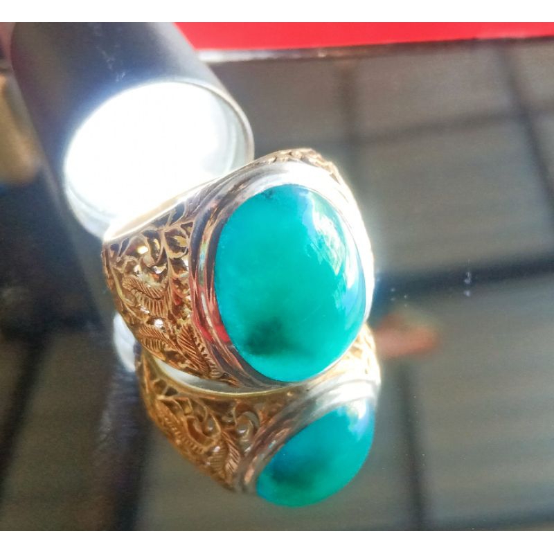 BACAN DOKO MAJIKO TANAH HITAM PERAK RING SIZE 9 Dim 18x14x7 No.14