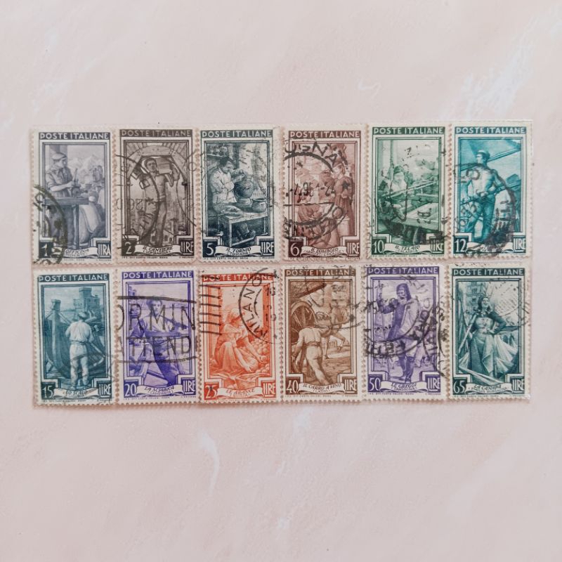 

(AG) Perangko Italia 1950 - 1958 Italy at work Set 12 pcs Used