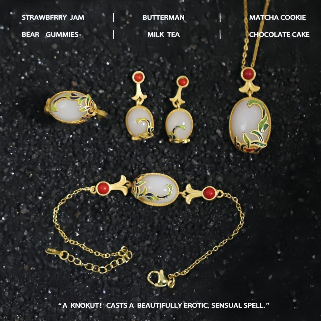 Ancient Style Gold Inlaid with Jade Enamel Chinese Style Clavicle Necklace Crystal National Fashion