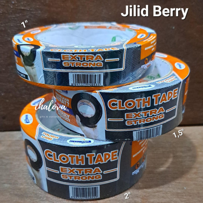 

[ROLL] JILID BERRY CLOTH TAPE 1,5 INCH / LAKBAN JILID HITAM 36MM / ISOLASI LAKBAN KAIN HITAM 12 METER