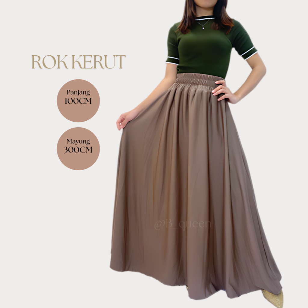 ROK PANJANG HIGH WAIST KERUT/ Fashion muslimah/ rok polos wanita A line | rok panjang | korean skirt
