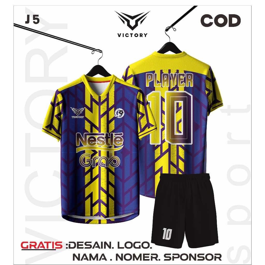 JERSEY FUTSAL CUTOM FULL PRINTING FREE CUSTOM NAMA NOMER DAN LOGO WARNA KUNING DAN UNGU