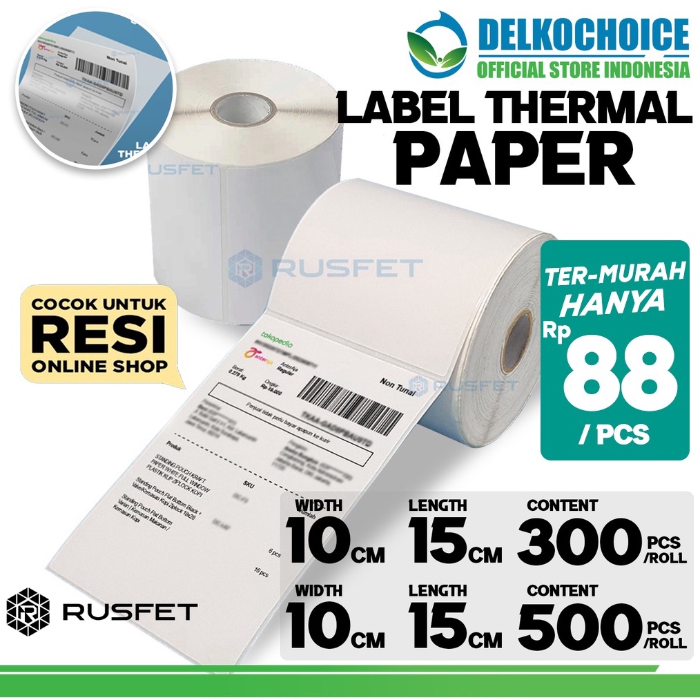 

KODE U73L Sticker Thermal Paper Label Kertas Printer Resi Stiker Barcode POS RUSFET TERMURAH
