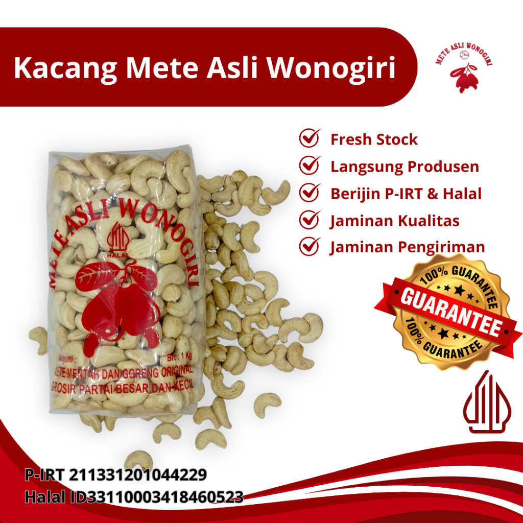 

Kacang Mete Mente Mede Mentah asli Wonogiri Kualitas terbaik 1 kg