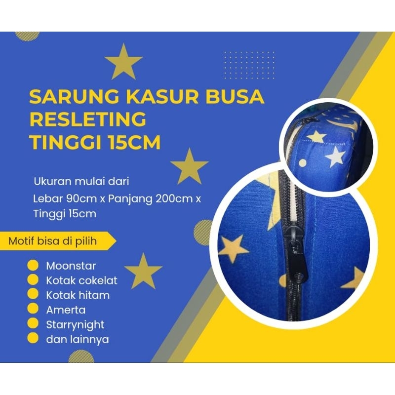 Sarung Kasur Busa Resleting 90x200x15 100x200x15 120x200x15 140x200x15 160x200x15