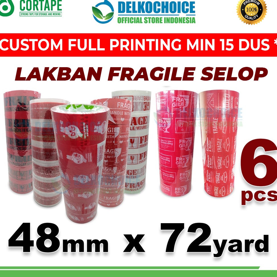 

KODE N57R Lakban FRAGILE 48mm PREMIUM Plakban Isolasi TAPE HANDLE WITH CARE SELOP
