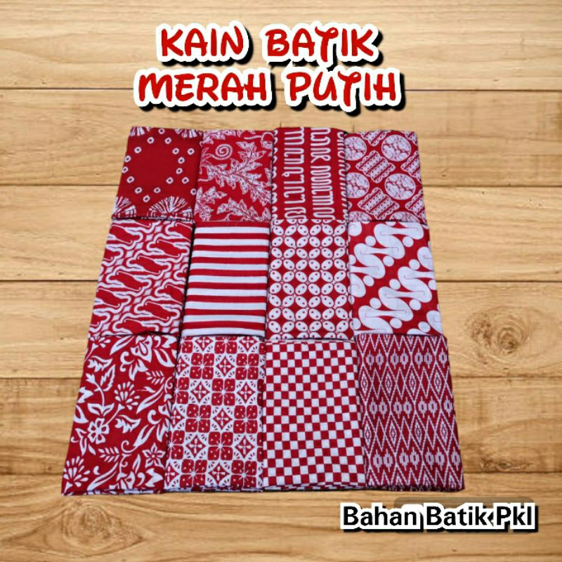 Bahan Kain Batik Pekalongan Bahan Katun Halus Premium Berkualitas Modern Serian Warna Merah Putih Un