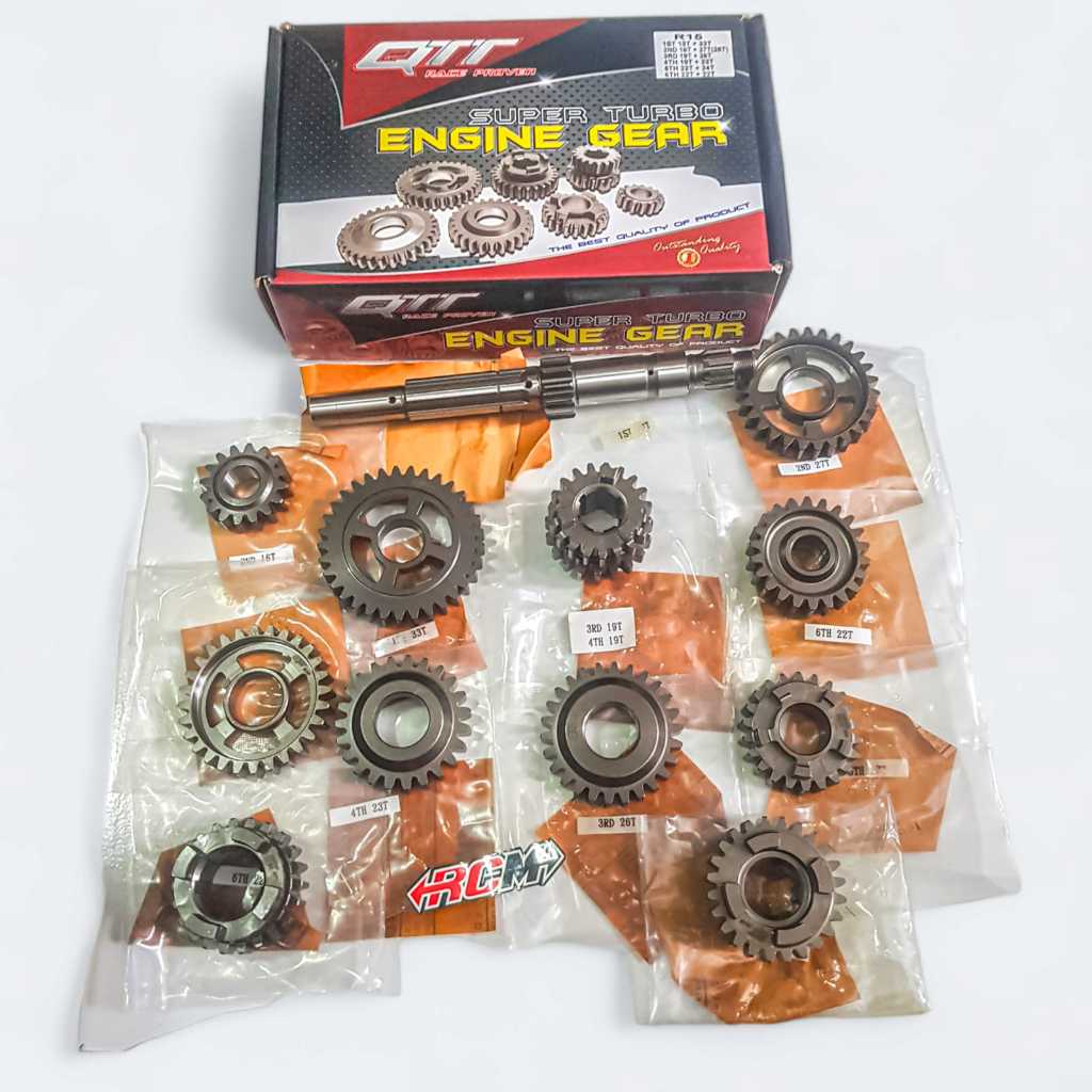 GEAR BOX RASIO RATIO YAMAHA R15 JUPITER MX KING 1ST 13-33 2ND 16-27 (28) 3RD 19-26 4TH 19-23 5TH 22-