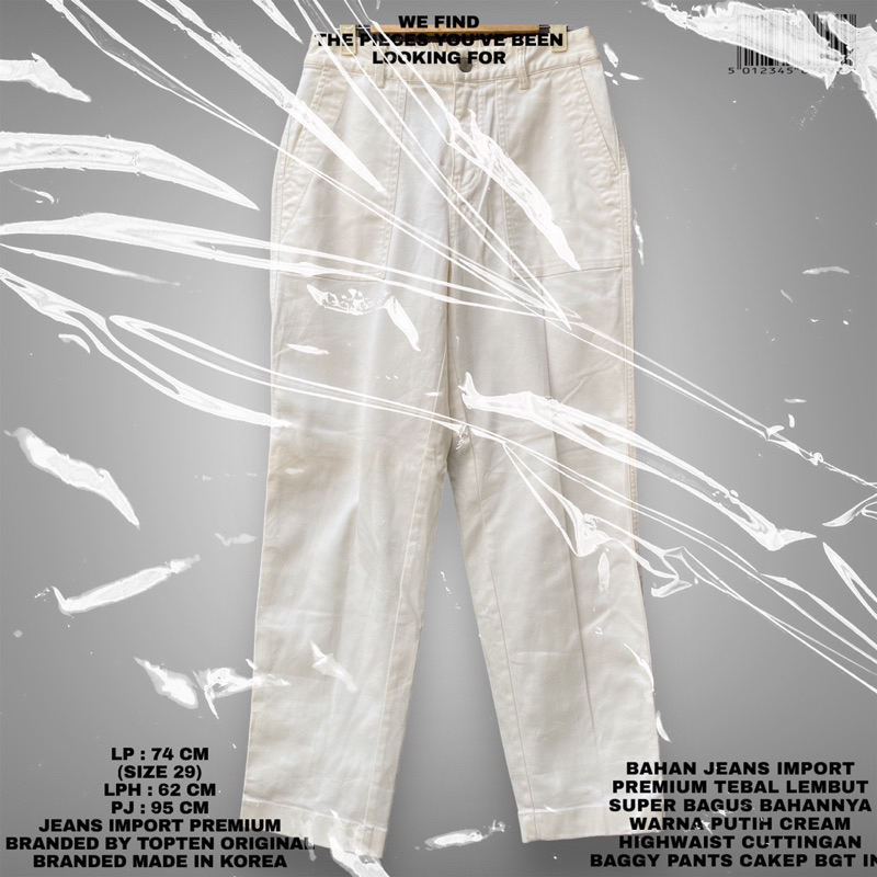 TOPTEN ORIGINAL/TOPTEN JEANS/IMPORT JEANS/KOREAN JEANS/WHITE JEANS/CREAM JEANS IMPORT/TOPTAN PANTS/T