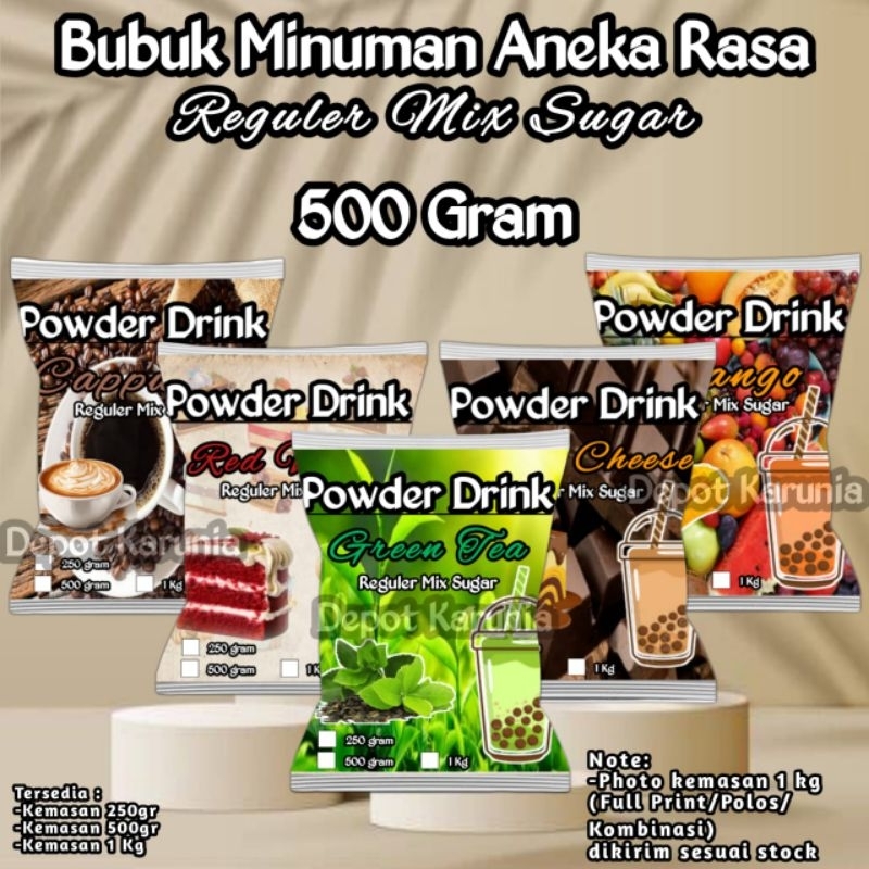 

Bubuk Minuman Rasa Mix Gula 500 gram Reguler Serbuk Minuman Boba 500gr Murah