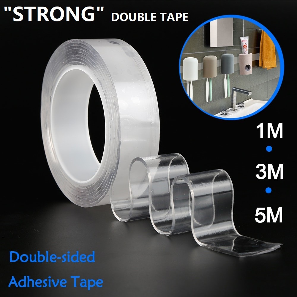 Double Tip Uk 1 / 3 Meter GEL Tape Double Tip -BENING Lakban TEBAL 3M Super Perekat Sisi 2 Bagus Pal