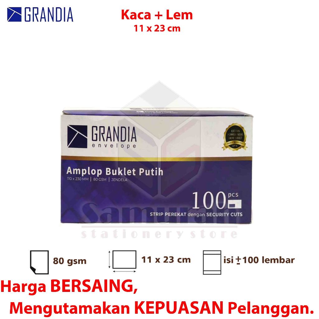 

H7Y Amplop Kertas Putih Grandia Kaca Kiri - Kanan 90 pps 11 x 23 cm 80 Gsm