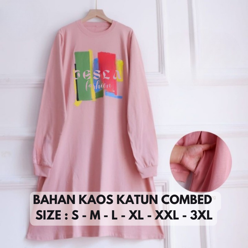 Tunik Kaos Jumbo Zola Top BO Bahan Kaos Katun Combed Size  S M L XL XXL XXXL Blouse Wanita Korean St