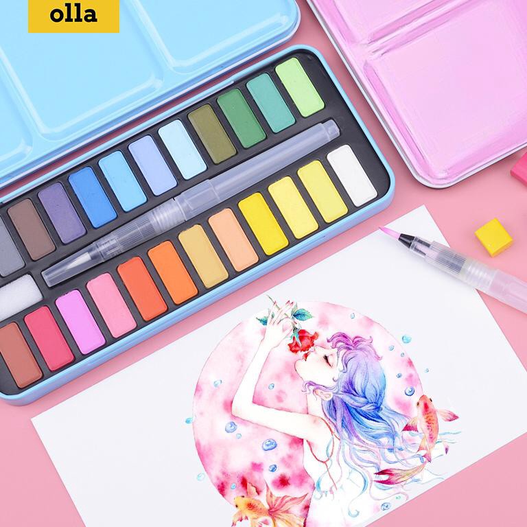 

KODE F73W Olla Cat lukis Cat Air Sponge Lukis 24 Warna Watercolor Set WC2