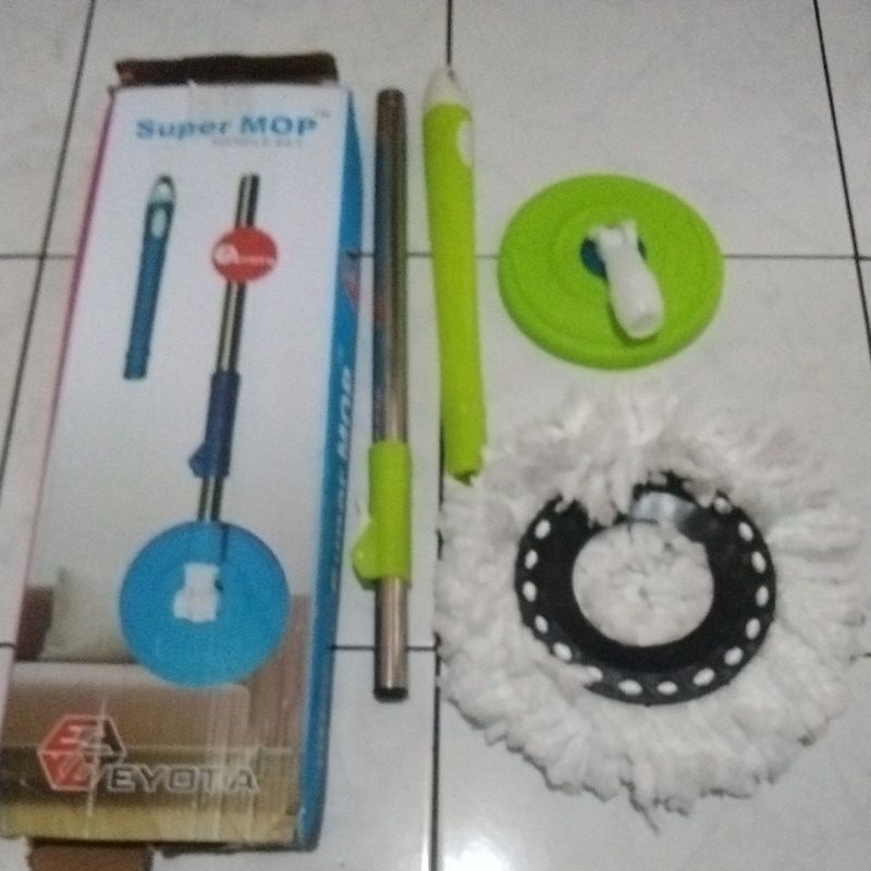 Tongkat pel  spin mop dan kain pel 16cm