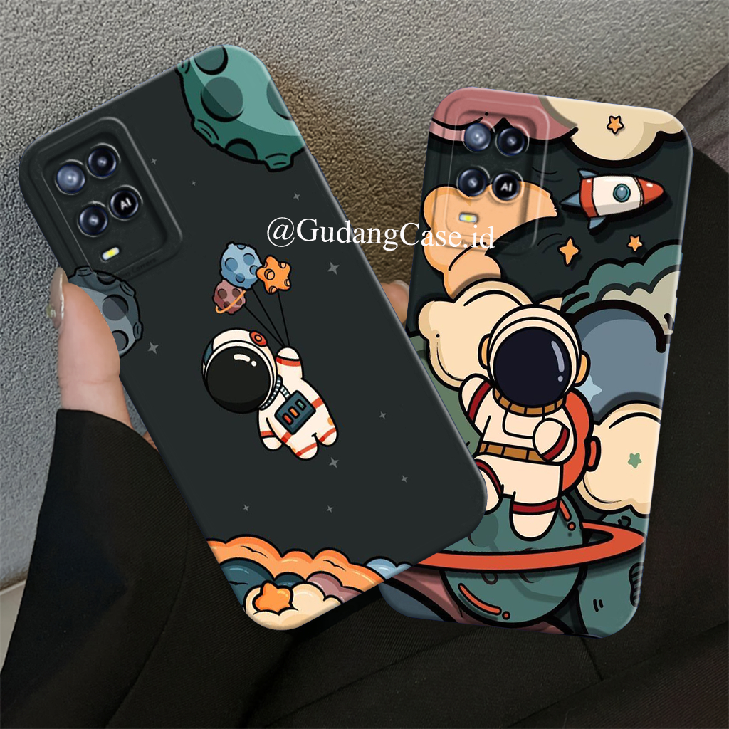 Case Oppo A54 Softcase Procamera Lentur Motif Astronot Hitam Coklat