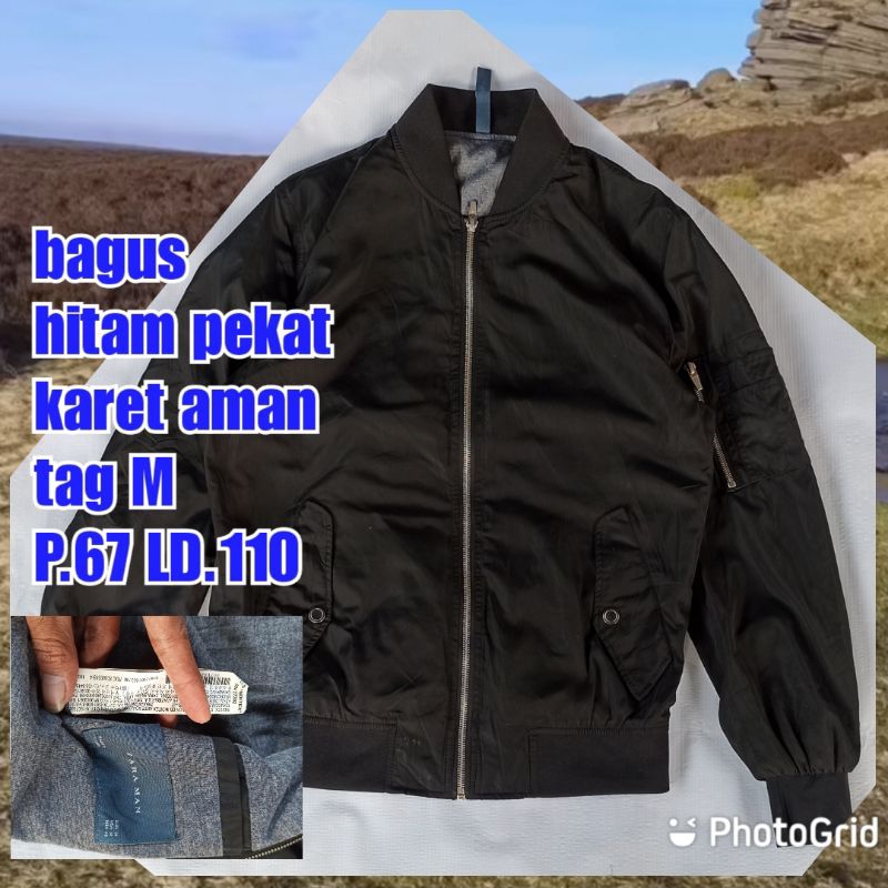 jaket bomber work kerja casual zara man hitam