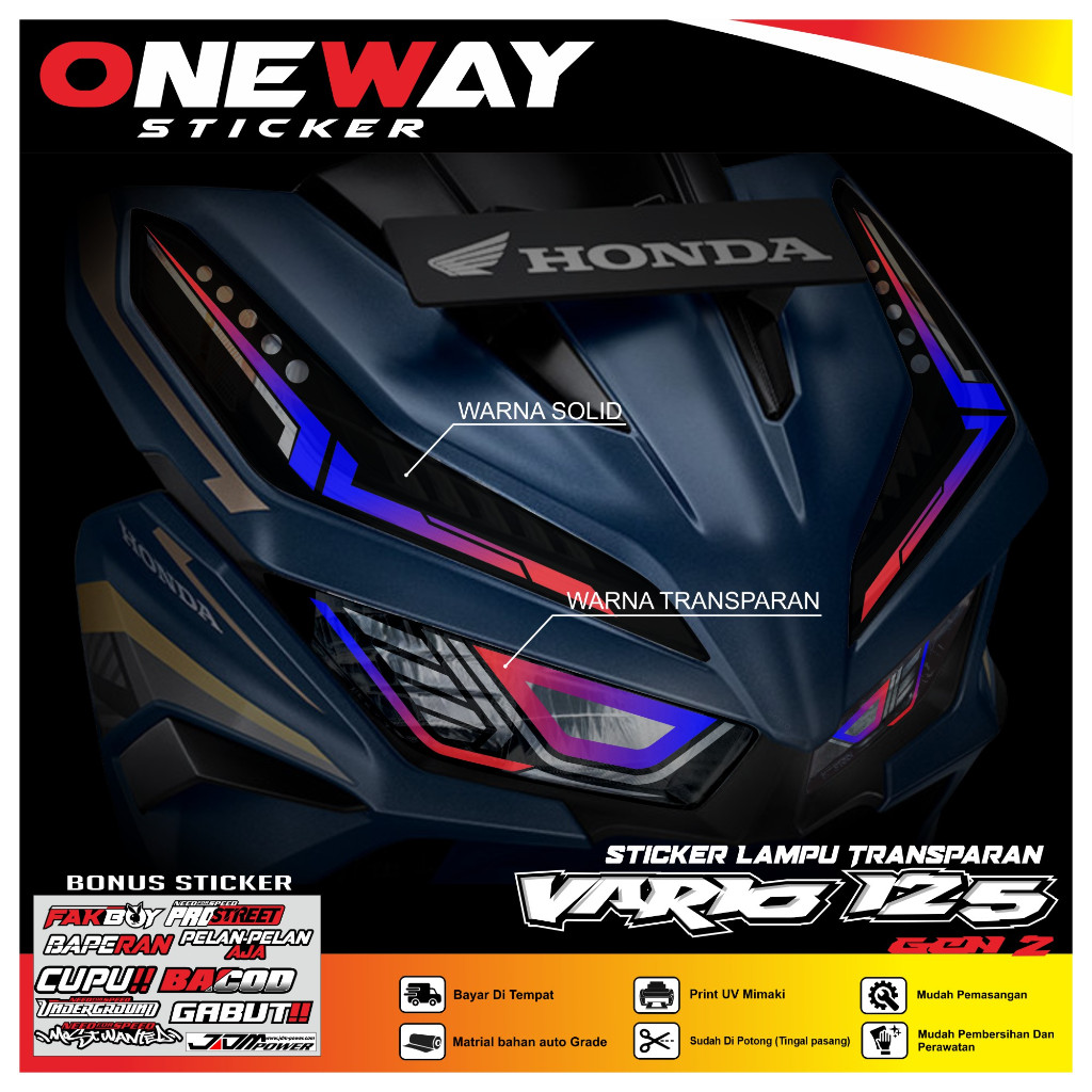 Stiker Lampu VARIO 125 GEN 2 Variasi Lampu Alis Motor Honda Vario 125 new motif terbaru