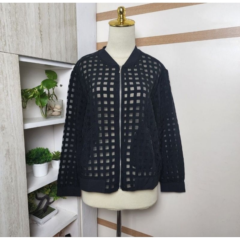 ZARA basic black see-throught bomber jacket