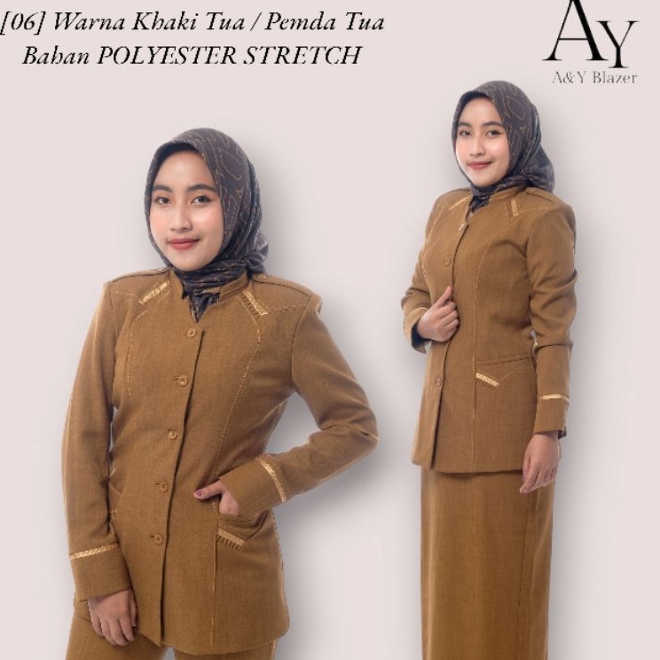 Dapatkan disini 6 AY Blazer Baju Seragam pemda Guru  PNS Wanita Warna Khaki Tua  Khaki Baru Bahan PO