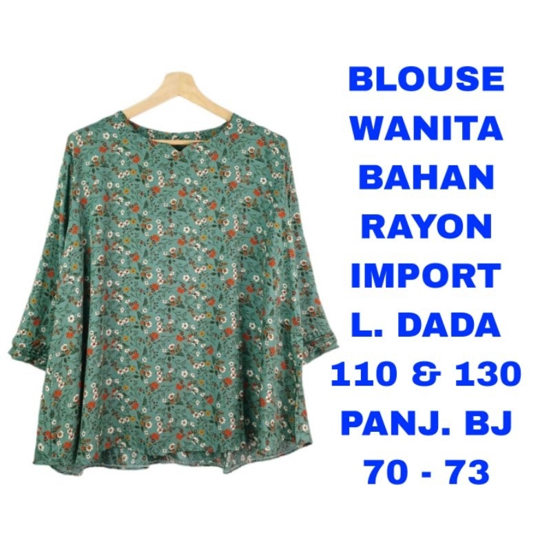 WK BLOUSE WANITA BIG SIZE JUMBO LD. 110 LD. 130 BAJU ATASAN MOTIF BUNGA KECIL