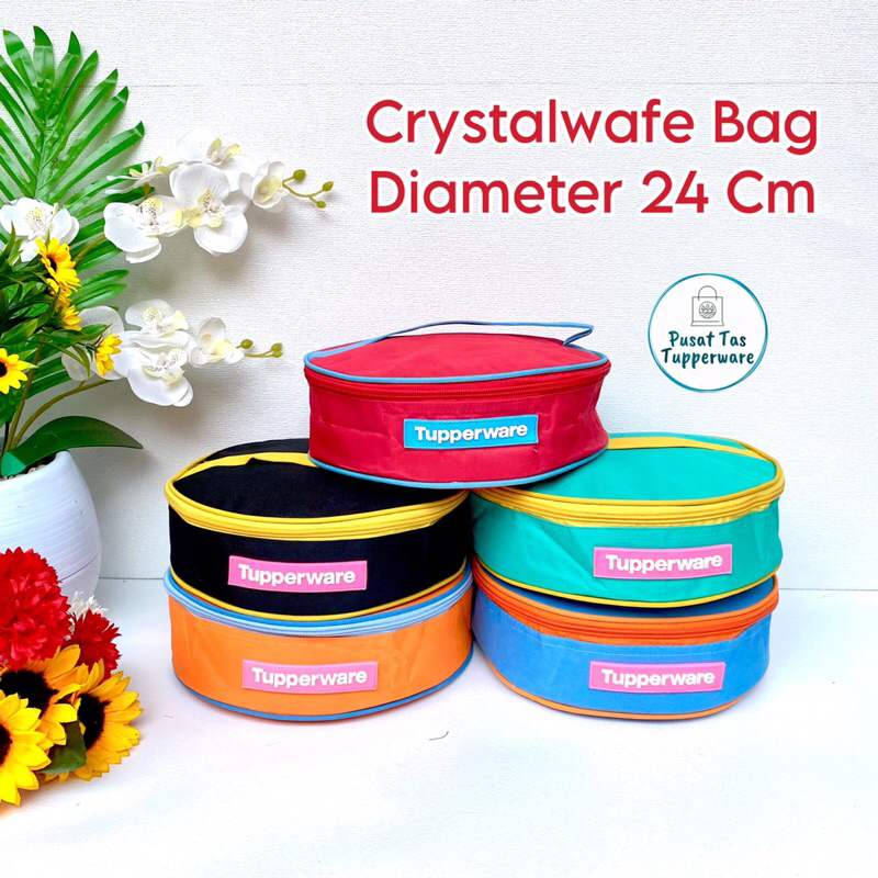 Tas Bekal Makanan Crystalwafe Tupperware/Tas Bekal Bulat (Zipper Bunga)