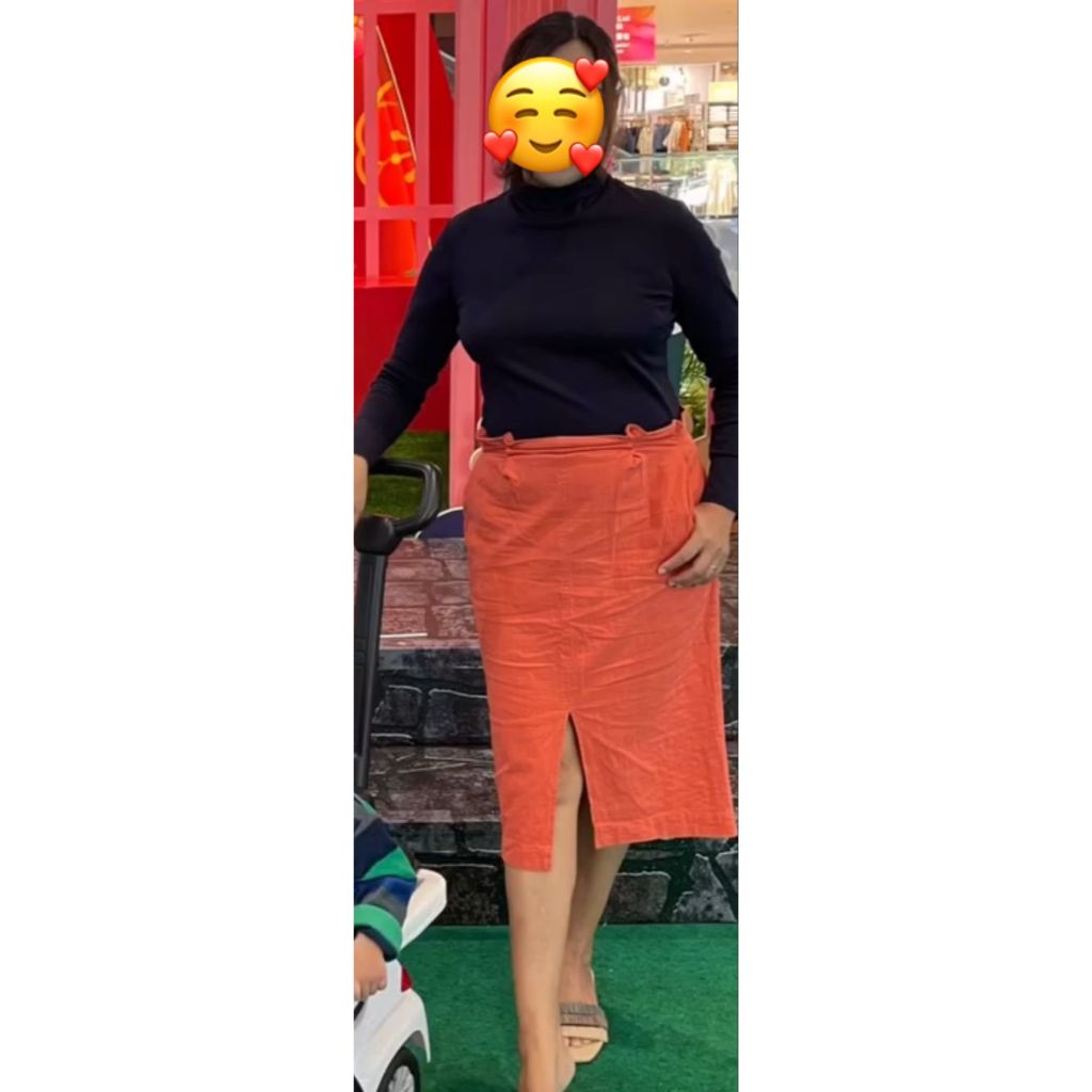 PRELOVED MIDI SKIRT / ROK PANJANG WANITA / BAWAHAN ORANGE
