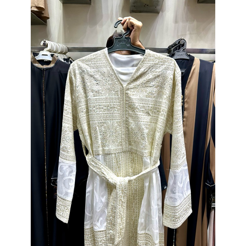 SET ABAYA RENDA PUTIH GOLD MEWAH || NEW ABAYA INNER + OUTER || ABAYA IMPOR MESIR ORIGINAL