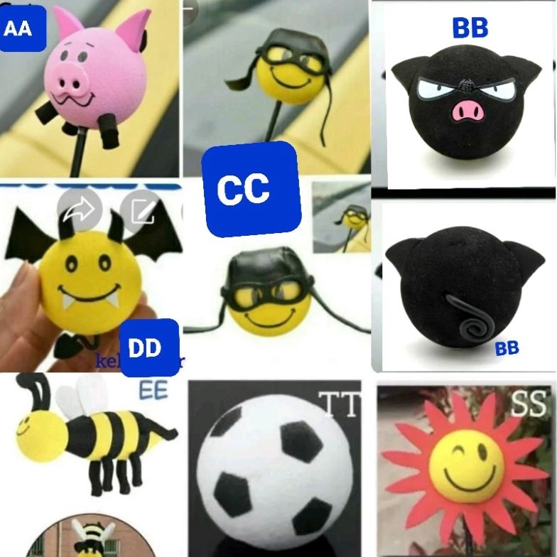 ART B29B Import asesoris bola Antenna mobil  happy kelinci ball  boneka antena ballBabi pig pink