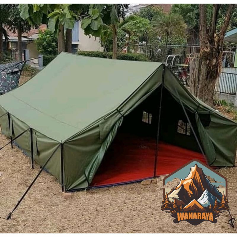 Tenda pramuka kapasitas 12 orang ukuran 3x4 meter fullset tiang