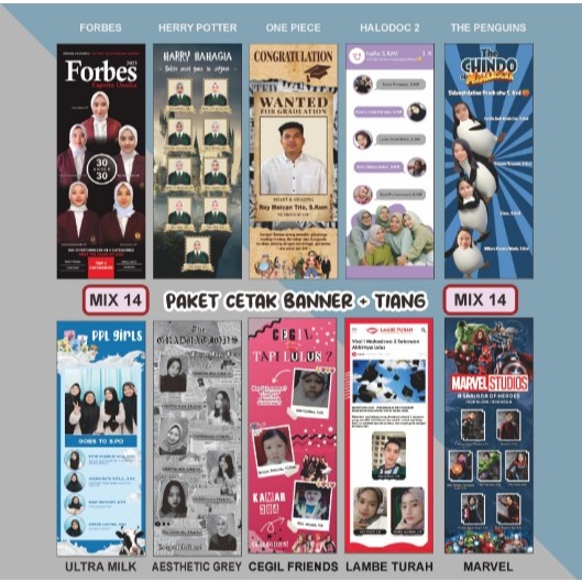 Cyailaa Paket X Banner + Tiang Spanduk Banner Wisuda, Wedding, Olshop Aqiqah Ulang Tahun Dll