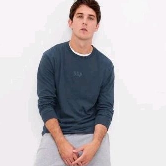 kaos lengan panjang longsleeve gap logo navy original