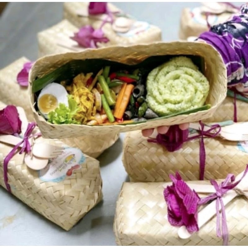 besek bambu uk 20x10x7cm sepasang | besek souvenir | besem bambu | besek snack
