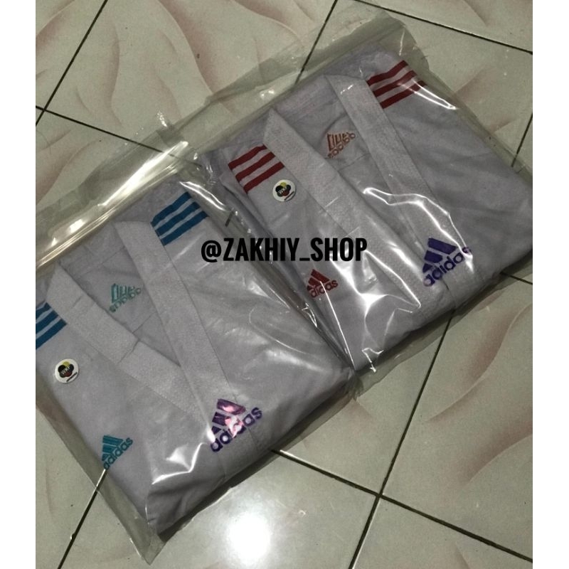 KARATE COMBO BAJU KATA ADIDAS STRIP WKF APPROVED AKA dan AO
