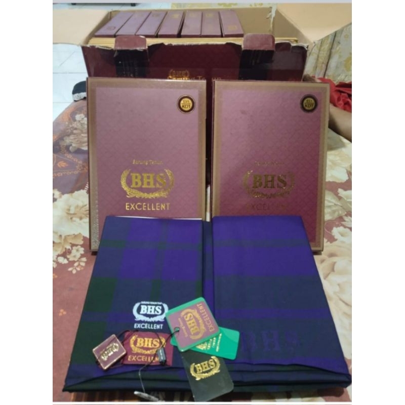 Sarung BHS Excellent Gold  motif olive tua /sandur dan coklat tua