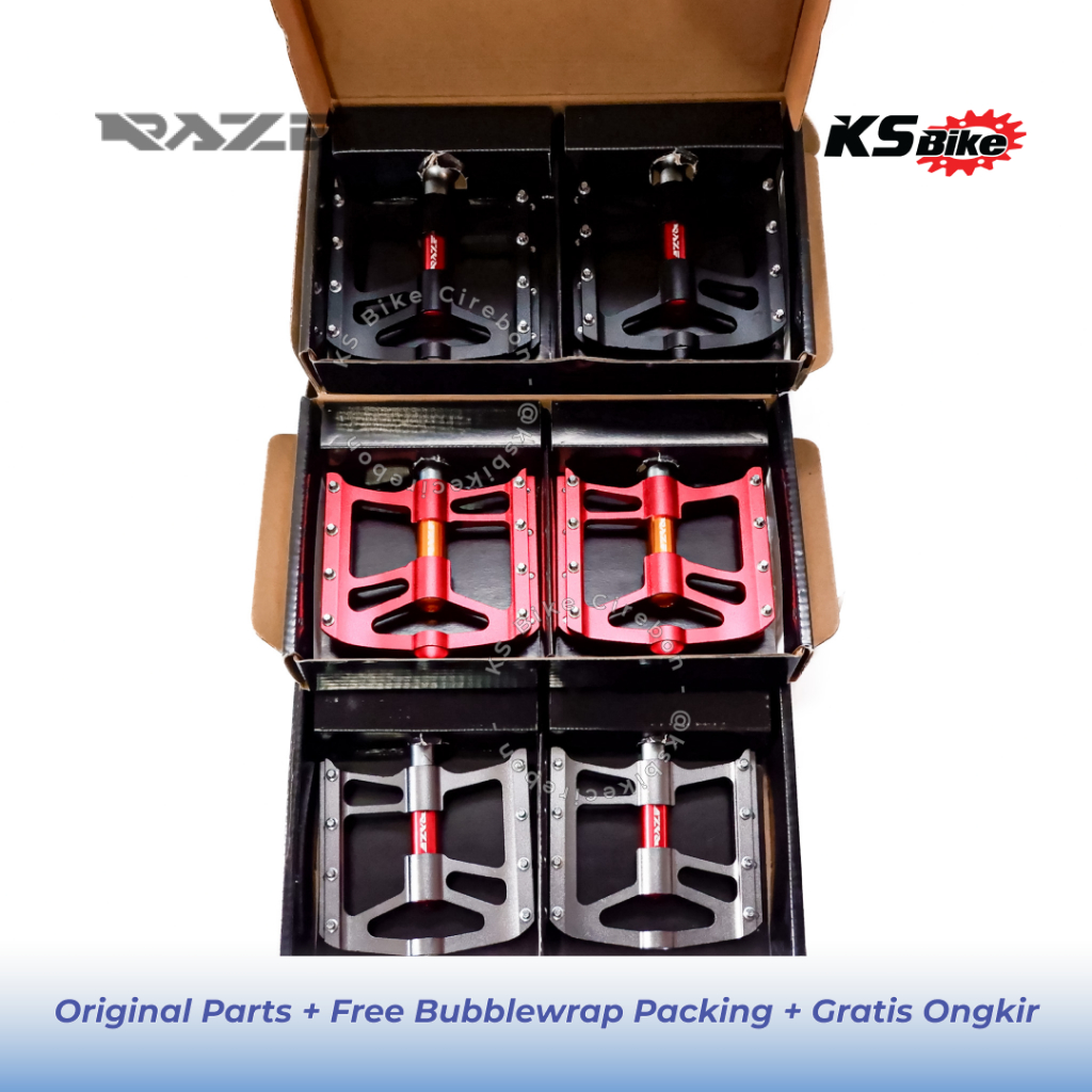 Pedal Sepeda Raze 3 Sealed Bearing Loncer Alloy Tapak Lebar MTB Lipat Federal