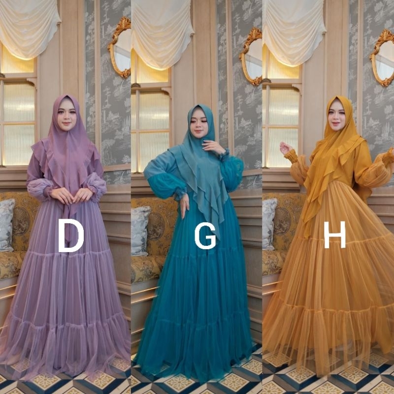ready stok Defe syari/syari tulle/syari tutu/syari by OHC/Defe syari by OHC/syar'i tule mewah/DF sya