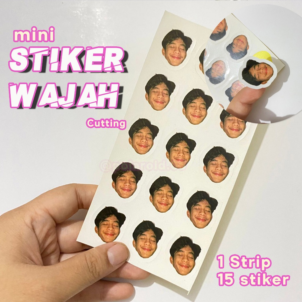 

10-15pcs Stiker Foto Wajah - Mini Stiker Set Custom - Small Face Photo Sticker