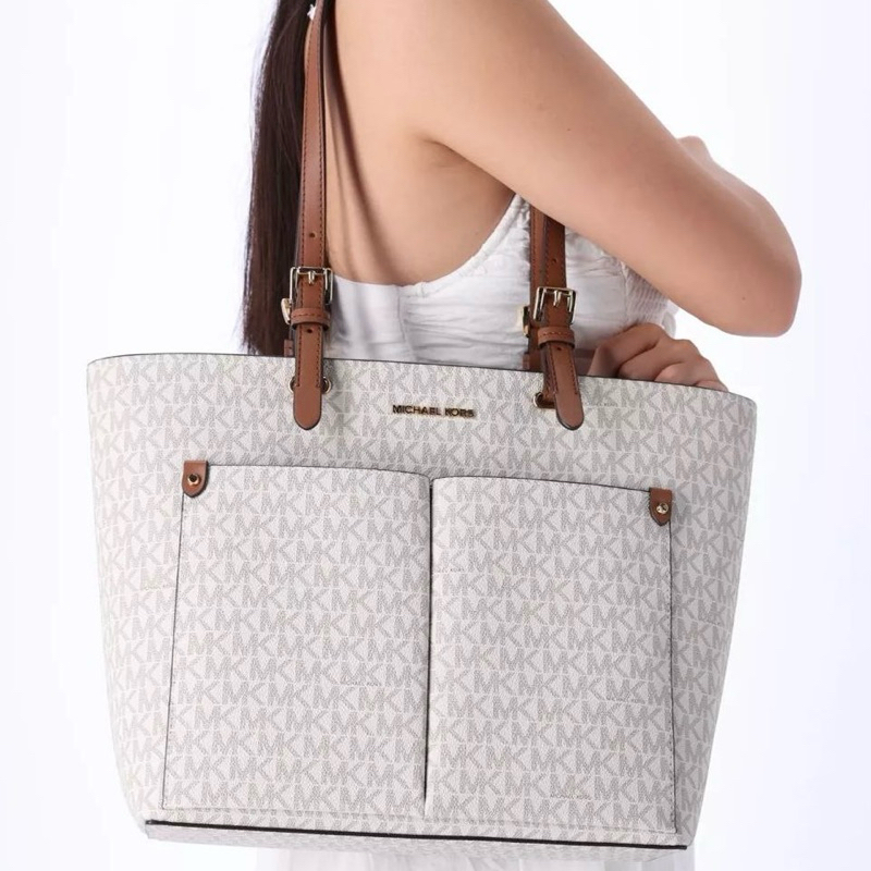 Original Michael Kors MK Medium Jet Set Travel Double Pocket Shoulder / Tote Bag in