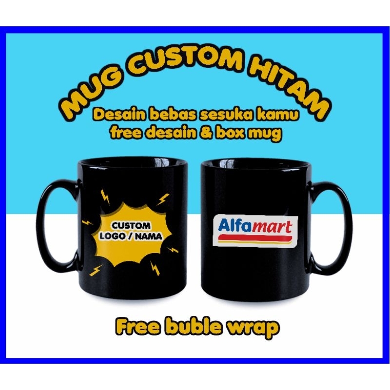 Mug Custom Hitam - Mug Hitam - Souvenir Mug - Mug Custom