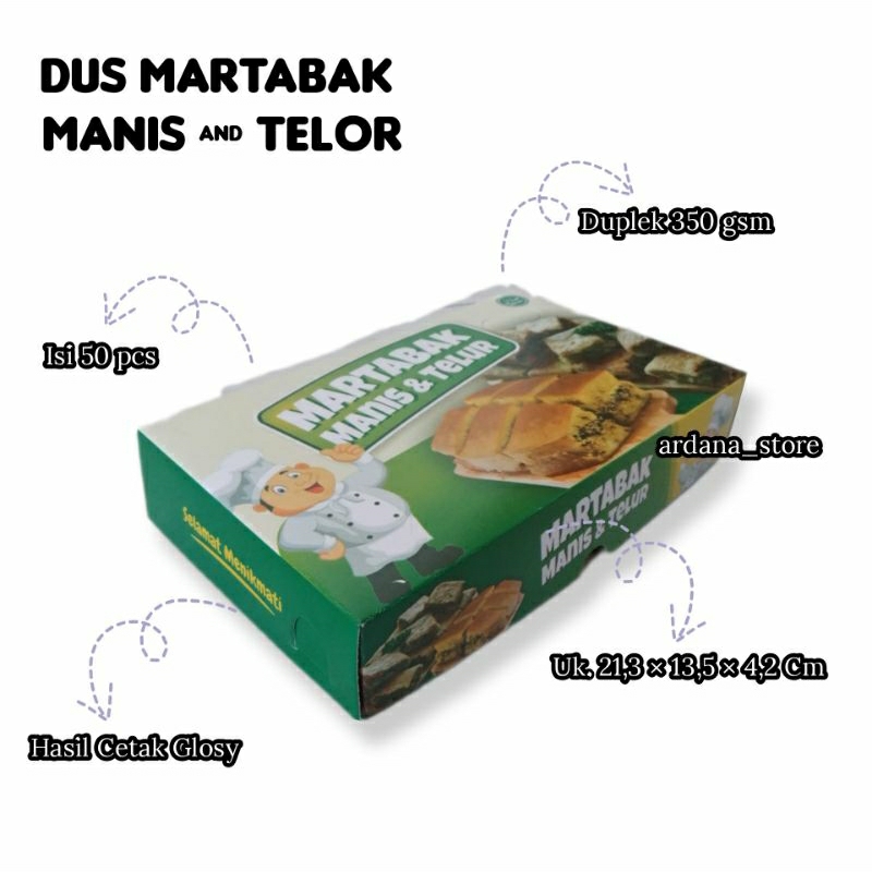 

50pcs Dus Martabak Manis / Wadah Martabak Telor Uk. 21,3×13,5×4,2 Cm / Box Martabak Bandung Murah