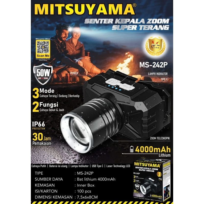 Senter Kepala Zoom Senter Kepala Camping Super Terang HeadLamp Senter Kepala LED zoom Super Terang M