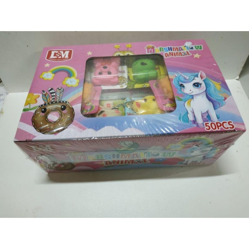 

Permen Cemilan Snack Marshmallow Animal Pelangi Yupi Gummy Mainan Anak Murah (isi 50 pcs)