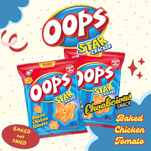 

OOPS Star Cracker Baked Chicken Tomato Biskuit Cracker @40 gram