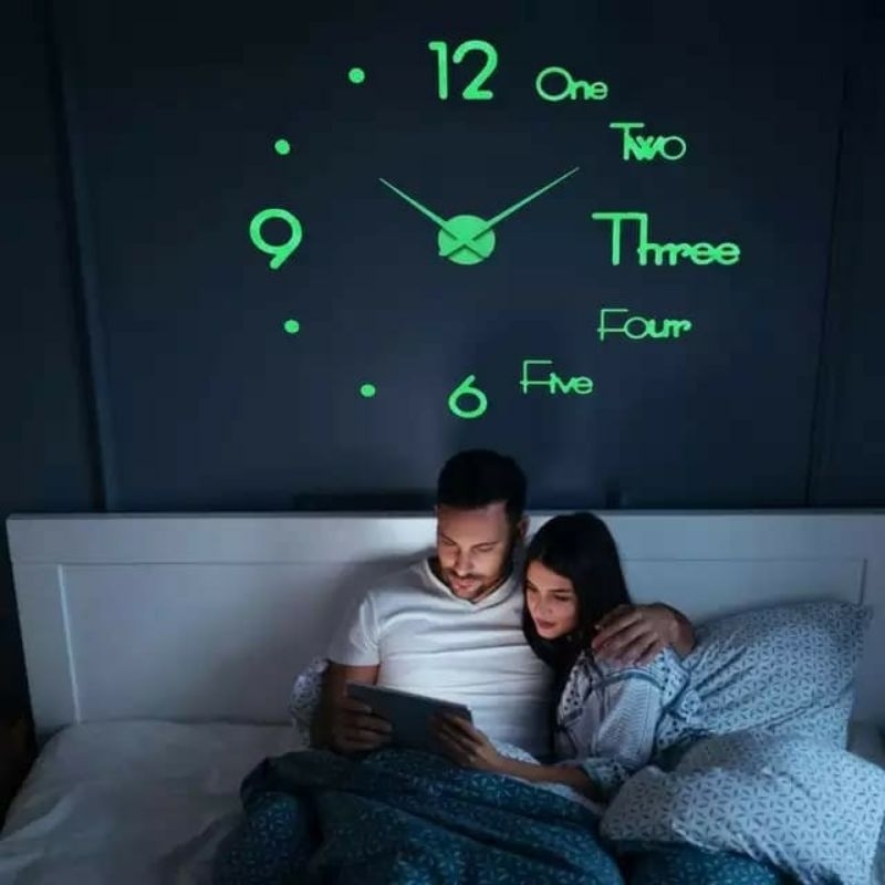 JAM JUMBO DIY TEMPEL DINDING JAM MENYALA DALAM GELAP JAM DINDING AESTHETIC KAMAR DAN RUANG TAMU