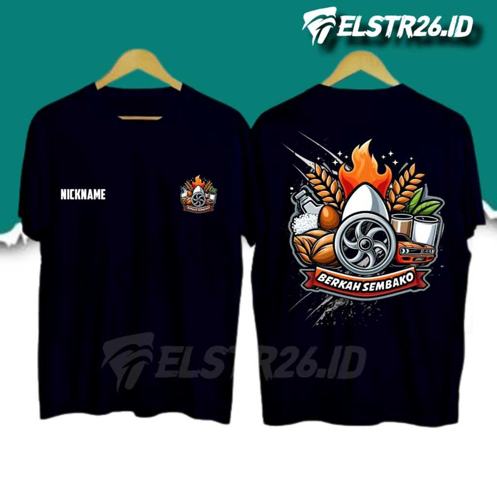 ELSTORE26 TSHIRT DISTRO BERKAH SEMBAKO | BAJU WARUNG KLONTONG COTTON COMBED 24S | FREE TAMBAH NAMA K