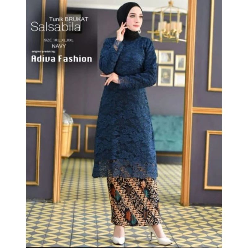 Stelan Kebaya Long Tunik Brokat // Baju Kurung Brokat Modern // Kebaya Pesta Seragaman // Kebaya Bro