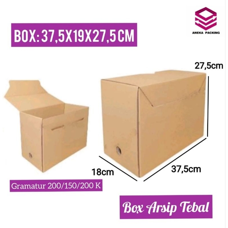 

Box Arsip Tebal 37,5x19x27,5 cm ( Lock Samping/Slip Samping)/Kardus arsip/ Box File/Document/Fille/arsip