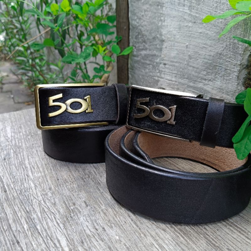 Ikat Pinggang Pria asli kulit /Model Automatic Sabuk Kulit Asli Tebal Kepala Kuningan SBK501