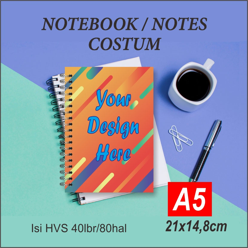 

Notes/Notebook Custom A5 Spiral isi 40 lbr polos/garis